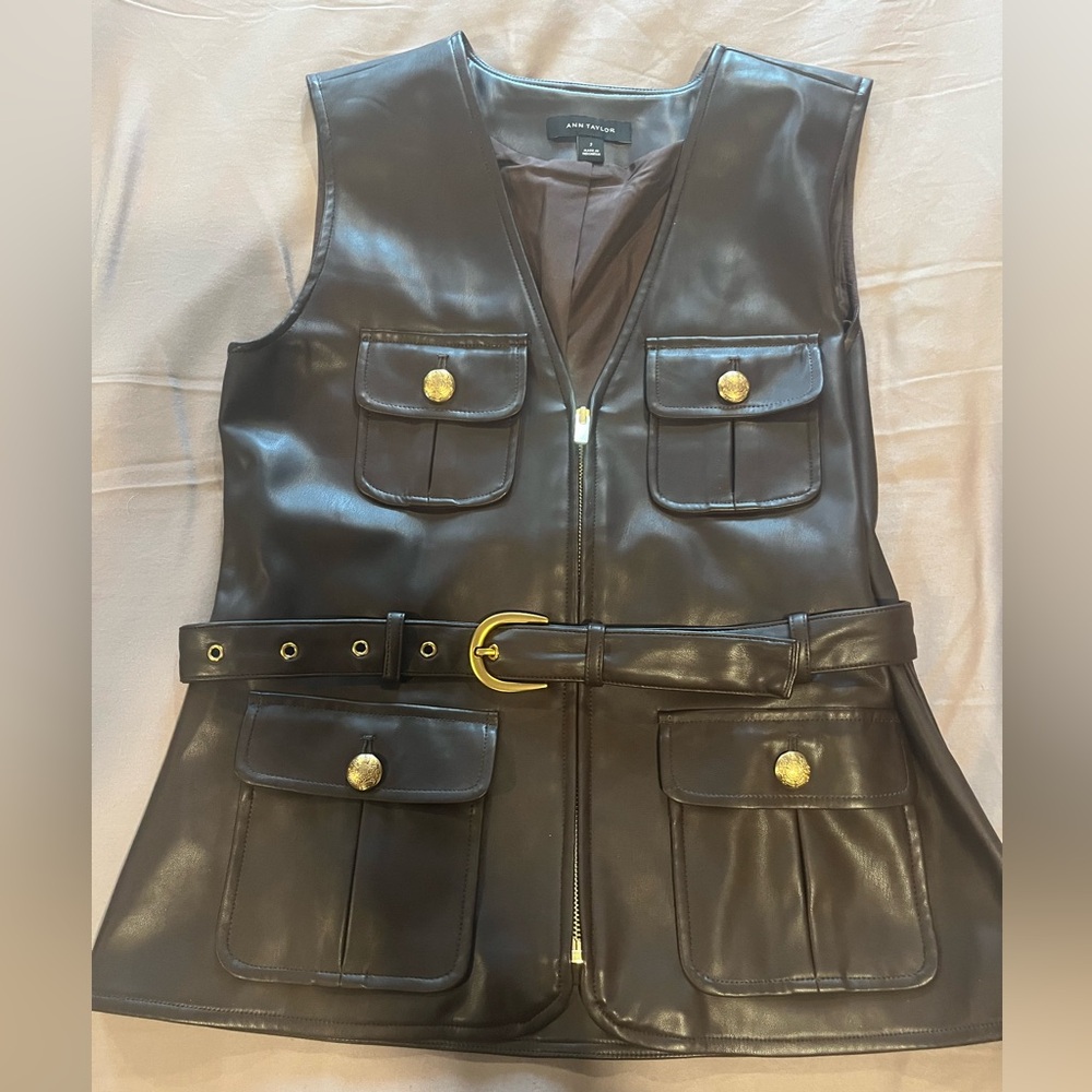 Ann Taylor Dark Brown Vest with Gold Buttons - Picture 5 of 5